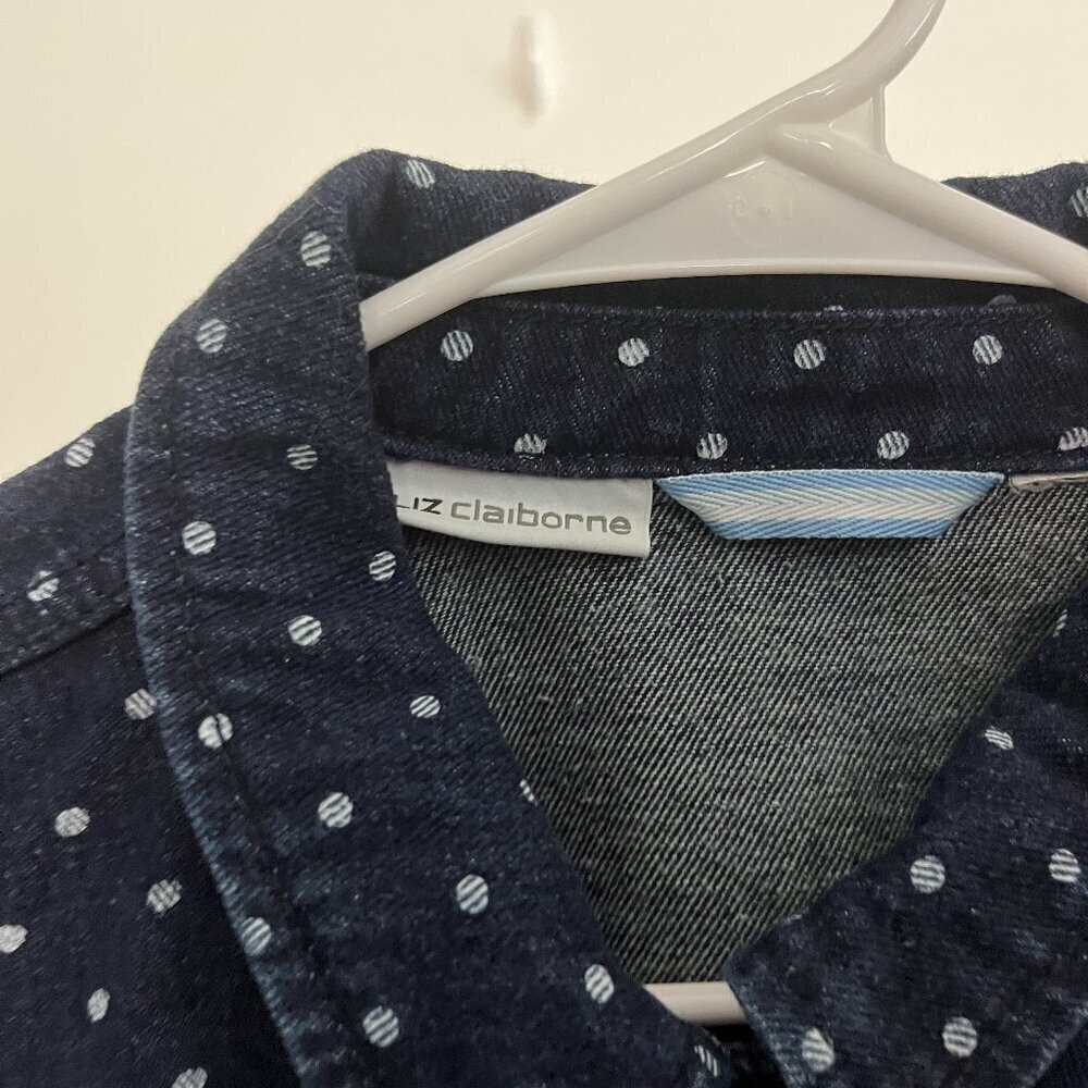 Liz Claiborne Polka Dot Denim Jacket - Picture 2 of 3